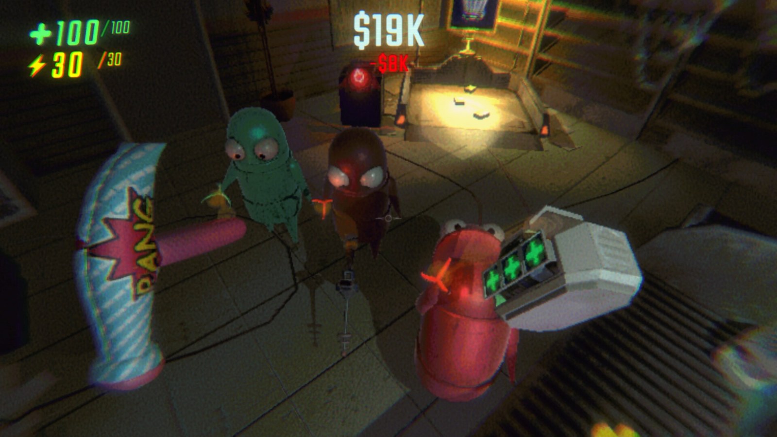 Semibots hauling loot through a dark room in R.E.P.O.