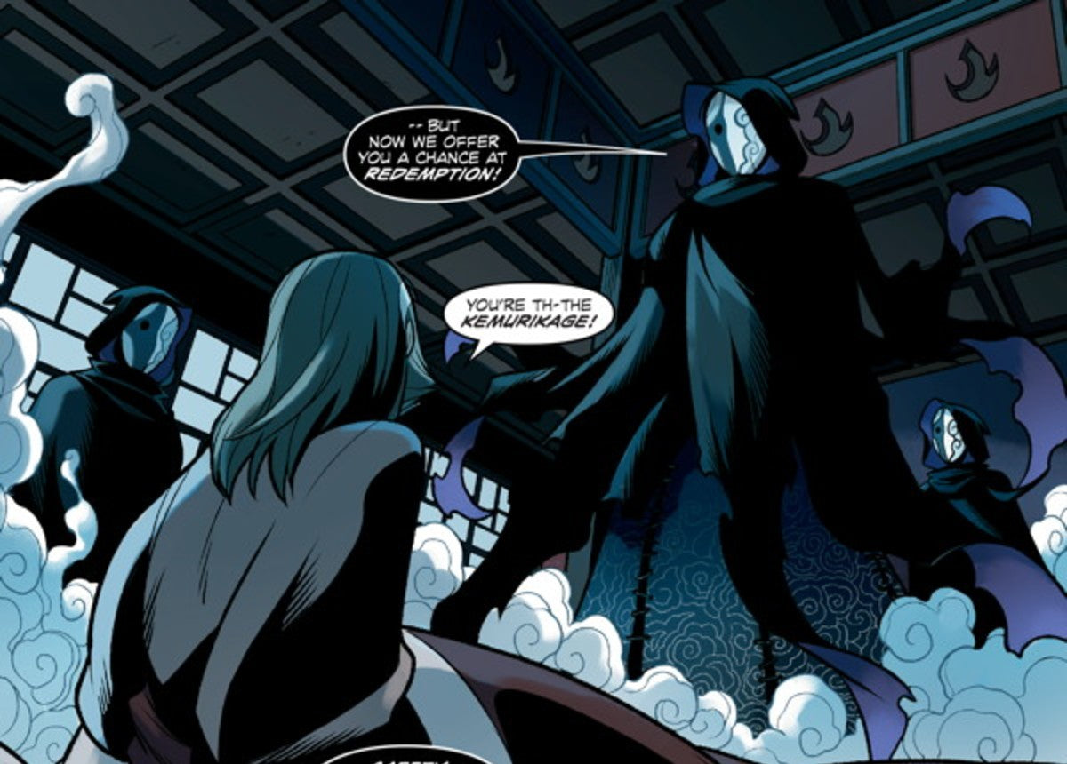 The masked Kemurikage appear to Ukano in his bedroom in Smoke and Shadow