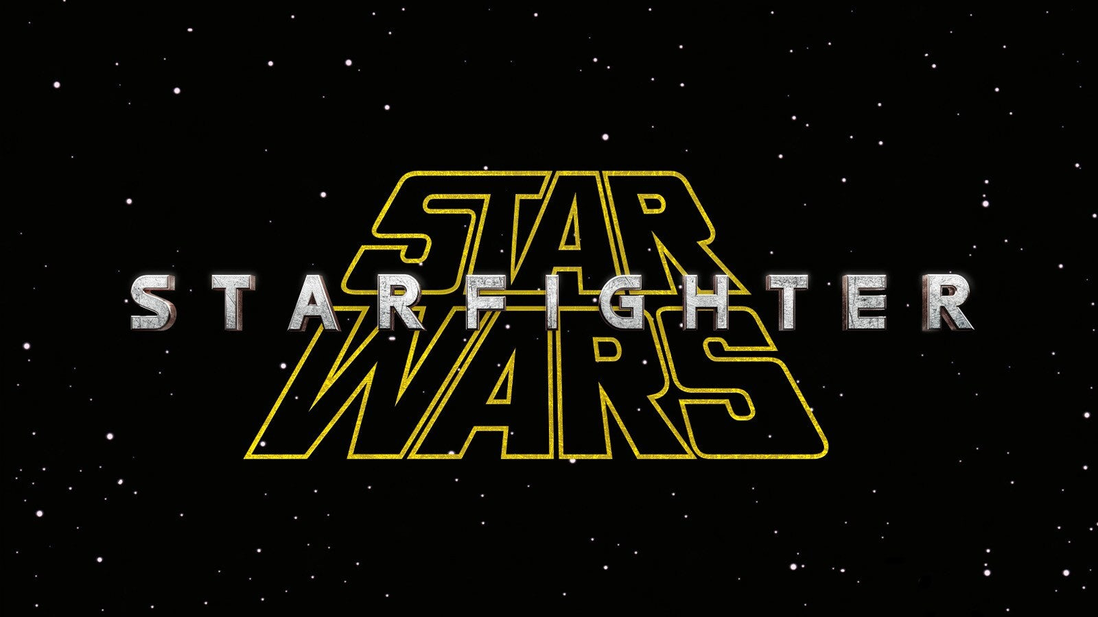 The Star Wars: Starfighter logo, with the word Starfighter across the classic 1977 Star Wars logo on a starfield
